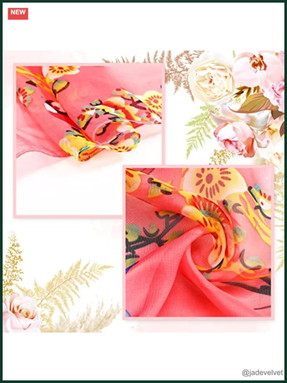 12 Pack Floral Print Fashion Scarves for Women Lightweight Georgette Shawl